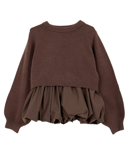 Petitle（プチレ）の「[ 低身長向けサイズ ] 2点セット ニットトップス × バルーンブラウス（ニット/セーター・レディース・ブラウン/オフホワイト/ブラック・PM）」の21枚目の写真