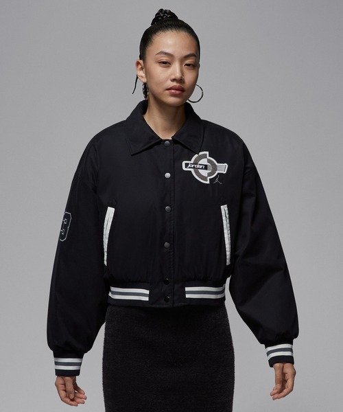 JORDAN BRAND(ジョーダンブランド)の「NIKE WMNS AS W J BRK VARSITY JKT FILL HV0404(その他アウター・レディース・グリーン/ブラック・S)」の2枚目の写真