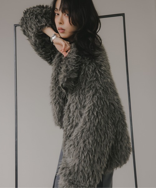 210nouve（トゥージュヌーブ）の「シープファー スタンドカラー ブルゾン（ブルゾン・レディース・ベージュ/ブラウン/チャコールグレー・FREE）」の21枚目の写真