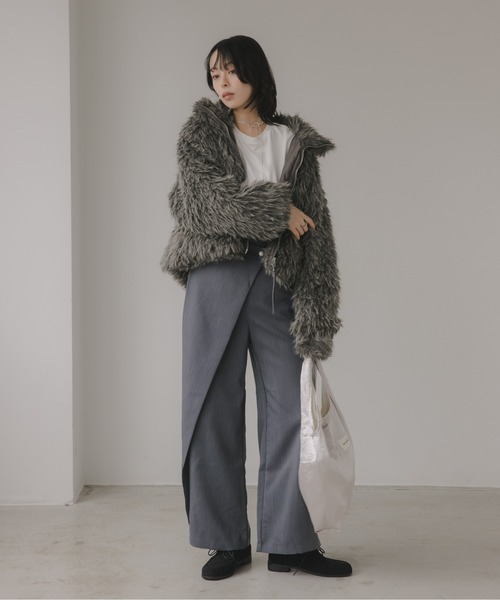 210nouve（トゥージュヌーブ）の「シープファー スタンドカラー ブルゾン（ブルゾン・レディース・ベージュ/ブラウン/チャコールグレー・FREE）」の16枚目の写真