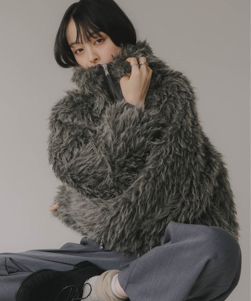 210nouve（トゥージュヌーブ）の「シープファー スタンドカラー ブルゾン（ブルゾン・レディース・ベージュ/ブラウン/チャコールグレー・FREE）」の20枚目の写真