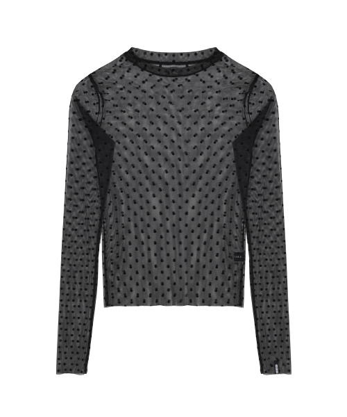 NICK&NICOLE(ニックアンドニコール)の「NICOLE LABEL SEE-THROUGH DOTS TOPS_BLACK(Tシャツ/カットソー・レディース・その他・MEDIUM/LARGE)」の1枚目の写真