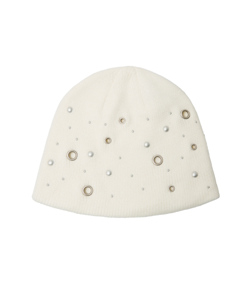 Midnight Move(ミッドナイトムーブ)の「eyelet beanie (ivory)(ニットキャップ/ビーニー・レディース・その他・FREE)」の1枚目の写真