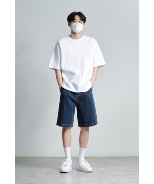 MUSINSA STANDARD（ムシンサスタンダード）の「ワンタックワイドデニムショーツ [ミディアムインディゴ]（デニムパンツ・メンズ・その他・40/38/42/36/34/32/30/31/33/26/27/28/29）」の10枚目の写真