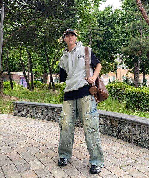 TRILLION（トリリオン）の「ダブルレイヤーカーペンターカーゴデニムパンツ[ヴィンテージブルー]（デニムパンツ・レディース・その他・SMALL/MEDIUM/LARGE/X-LARGE）」の16枚目の写真