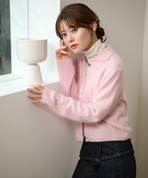 LAULEN(ローレン)の「wool cashmere collared knit cardigan /ウールカシミヤ襟付きニットカーディガン(カーディガン/ボレロ・レディース・レッド/イエロー/ブルー/ピンク・FREE)」の3枚目の写真