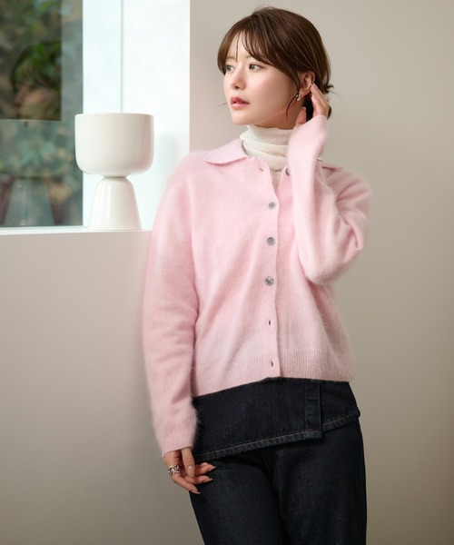 LAULEN(ローレン)の「wool cashmere collared knit cardigan /ウールカシミヤ襟付きニットカーディガン(カーディガン/ボレロ・レディース・レッド/イエロー/ブルー/ピンク・FREE)」の5枚目の写真