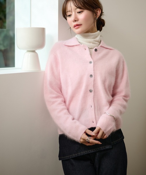LAULEN(ローレン)の「wool cashmere collared knit cardigan /ウールカシミヤ襟付きニットカーディガン(カーディガン/ボレロ・レディース・レッド/イエロー/ブルー/ピンク・FREE)」の6枚目の写真