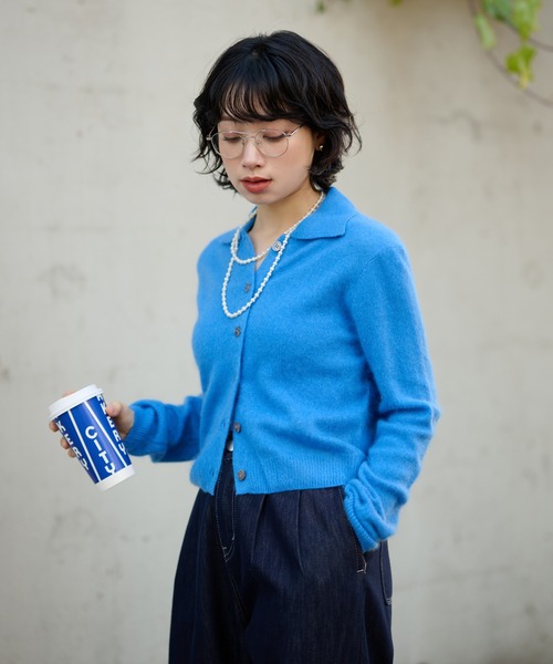 LAULEN(ローレン)の「wool cashmere collared knit cardigan /ウールカシミヤ襟付きニットカーディガン(カーディガン/ボレロ・レディース・レッド/イエロー/ブルー/ピンク・FREE)」の14枚目の写真