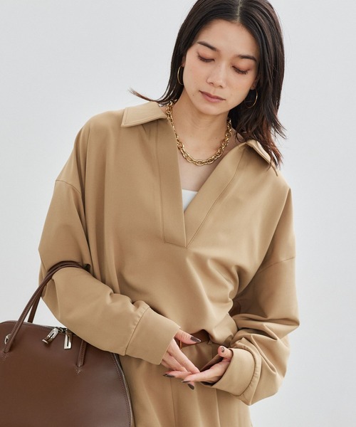 BARNYARDSTORM（バンヤードストーム）の「BARNYARDSTORM / マシュマロスキッパーブラウス【撥水】（シャツ/ブラウス・レディース・オフホワイト/ブラック/キャメル・M/S）」の3枚目の写真