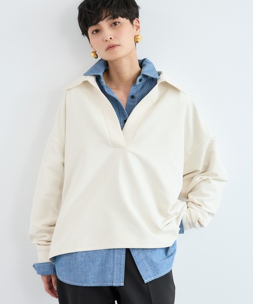 BARNYARDSTORM（バンヤードストーム）の「BARNYARDSTORM / マシュマロスキッパーブラウス【撥水】（シャツ/ブラウス・レディース・オフホワイト/ブラック/キャメル・M/S）」の4枚目の写真