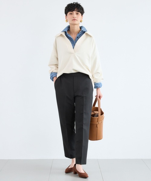 BARNYARDSTORM（バンヤードストーム）の「BARNYARDSTORM / マシュマロスキッパーブラウス【撥水】（シャツ/ブラウス・レディース・オフホワイト/ブラック/キャメル・M/S）」の6枚目の写真