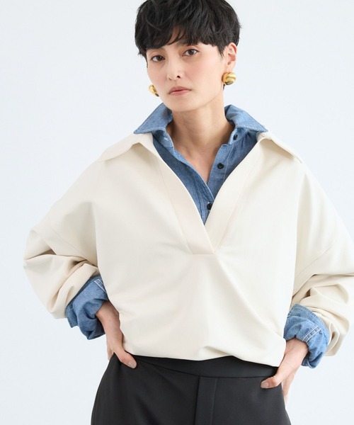 BARNYARDSTORM（バンヤードストーム）の「BARNYARDSTORM / マシュマロスキッパーブラウス【撥水】（シャツ/ブラウス・レディース・オフホワイト/ブラック/キャメル・M/S）」の17枚目の写真