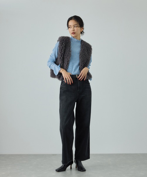 ROPE'（ロペ）の「ボタニカルダイフレアスリーブハイネックカットソー/イージーケア・アンサンブル対応（Tシャツ/カットソー・レディース・サックスブルー/オレンジ系その他4/ピンク系その他2・FREE）」の5枚目の写真