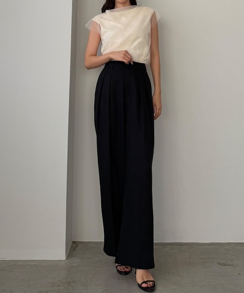 Louere(ルエレ)の「タックリネン混パンツ(スラックス・レディース・ダークグレー/アイボリー/ブラック・X-LARGE/LARGE/MEDIUM/SMALL)」の18枚目の写真