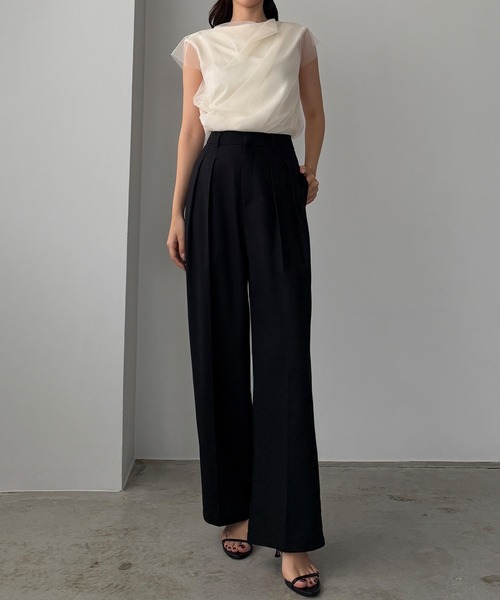 Louere(ルエレ)の「タックリネン混パンツ(スラックス・レディース・ダークグレー/アイボリー/ブラック・X-LARGE/LARGE/MEDIUM/SMALL)」の19枚目の写真