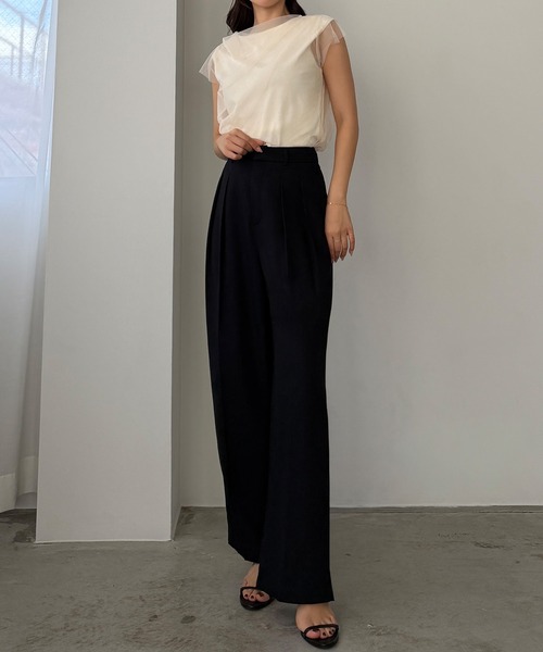 Louere(ルエレ)の「タックリネン混パンツ(スラックス・レディース・ダークグレー/アイボリー/ブラック・X-LARGE/LARGE/MEDIUM/SMALL)」の20枚目の写真