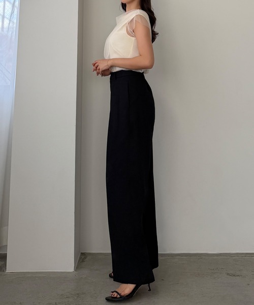 Louere(ルエレ)の「タックリネン混パンツ(スラックス・レディース・ダークグレー/アイボリー/ブラック・X-LARGE/LARGE/MEDIUM/SMALL)」の13枚目の写真