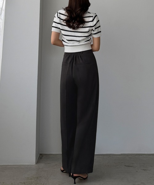 Louere(ルエレ)の「タックリネン混パンツ(スラックス・レディース・ダークグレー/アイボリー/ブラック・X-LARGE/LARGE/MEDIUM/SMALL)」の10枚目の写真