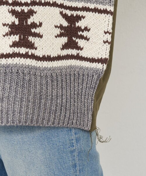 etsinta(エシンタ)の「【etsinta/エシンタ】リメイクミリタリーツイルカウチンベスト(ニット/セーター・レディース・カーキ・ONE SIZE)」の10枚目の写真