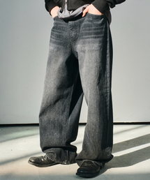 DIVEIN（ダイブイン）の「LOOSED WIDE DENIM PANTS (RIBBED BLACK)（デニムパンツ）」