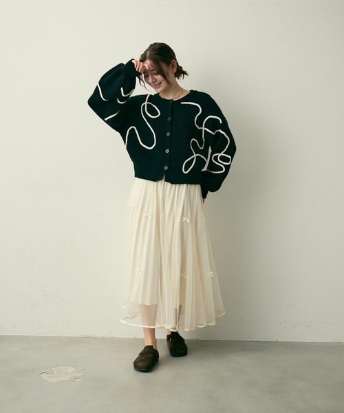 Lunea（ルネア）の「バイカラーニュアンスニットカーディガン（カーディガン/ボレロ・レディース・ホワイト/ブルー/ブラック・FREE）」の7枚目の写真