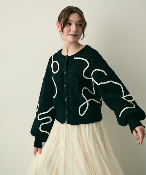 Lunea（ルネア）の「バイカラーニュアンスニットカーディガン（カーディガン/ボレロ・レディース・ホワイト/ブルー/ブラック・FREE）」の10枚目の写真