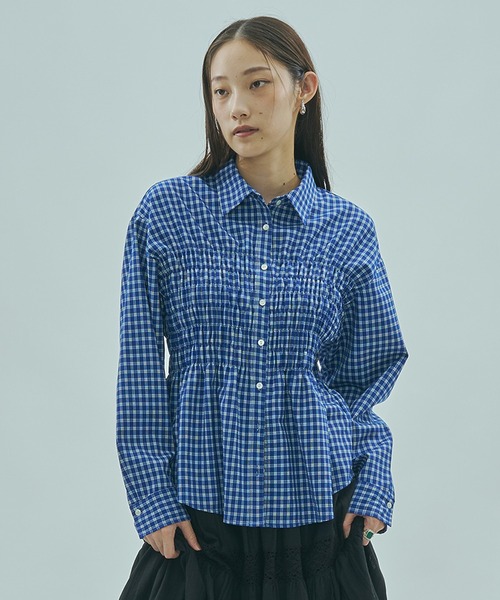 ROSE BUD(ローズバッド)の「SHIRRING SHIRT(シャツ/ブラウス・レディース・ブルー/ブラウン・ONE SIZE)」の12枚目の写真