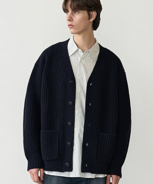 Oversize балл‑пальто V‑neck Cardigan [NAVY] — оверсайз кардиган‑пальто, темно‑синий
