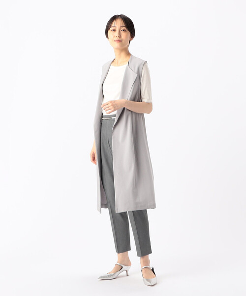 COMME CA(コムサ)の「〔 TALLサイズ 〕 ギザリヨセルテレコ Tシャツ(Tシャツ/カットソー・レディース・ホワイト/ネイビー・15号/17号)」の3枚目の写真