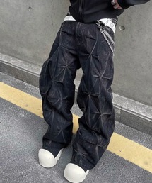 lilful（リルフル）の「ブラックウォッシュタックブリーチワイドデニムパンツ（デニムパンツ）」