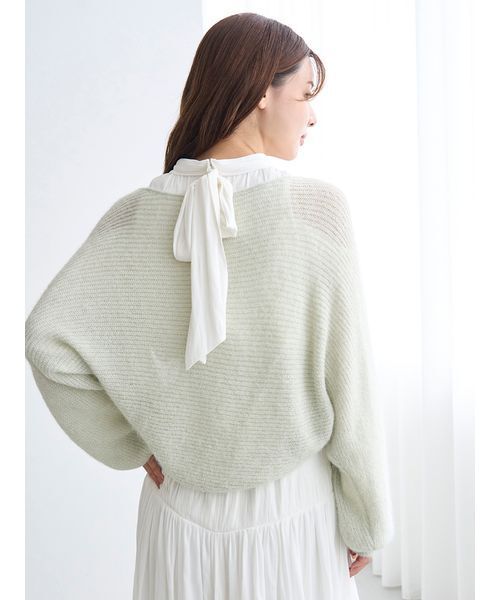 SNIDEL（スナイデル）の「ニットボレロカーディガン（カーディガン/ボレロ・レディース・オフホワイト/ライトブルー/ピンク/ミント・F）」の5枚目の写真