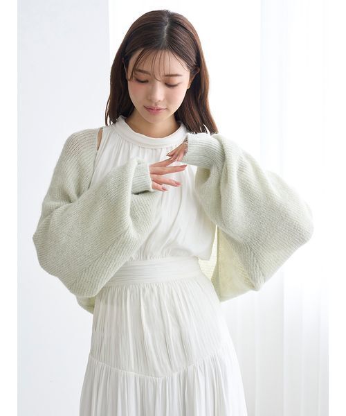 SNIDEL（スナイデル）の「ニットボレロカーディガン（カーディガン/ボレロ・レディース・オフホワイト/ライトブルー/ピンク/ミント・F）」の2枚目の写真