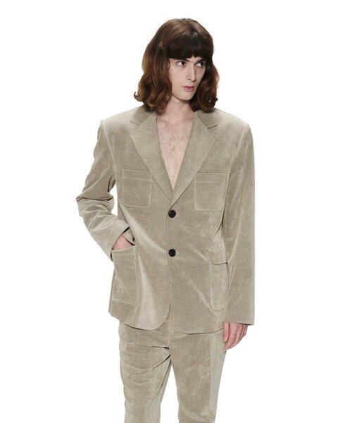 2BUTTON VELVET CORDUROY JACKET-KHAKI