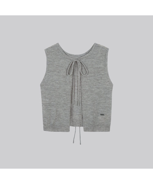 FRIVER07(フリバー07)の「Two-way kid ribbon knit vest_Light gray(ベスト・レディース・ライトグレー/アッシュグレー・FREE)」の1枚目の写真