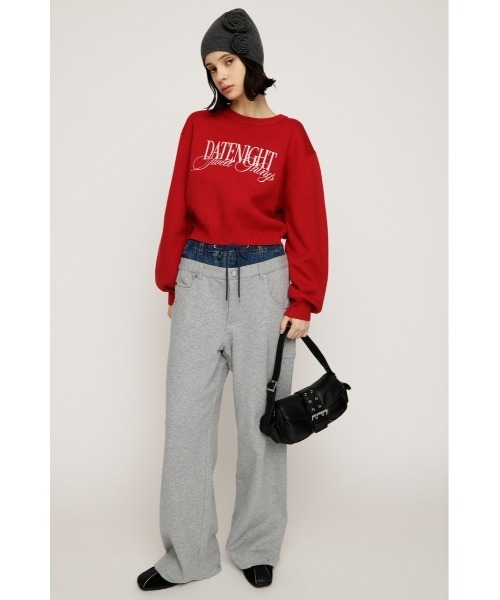 SLY(スライ)の「LAYERED WAIST DOCKING CUT PT レイヤード ウエスト ドッキング カット パンツ スウェット 秋服 冬服(スウェットパンツ・レディース・杢グレー・1/2)」の11枚目の写真