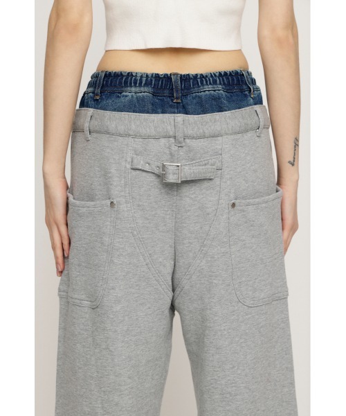 SLY(スライ)の「LAYERED WAIST DOCKING CUT PT レイヤード ウエスト ドッキング カット パンツ スウェット 秋服 冬服(スウェットパンツ・レディース・杢グレー・1/2)」の4枚目の写真