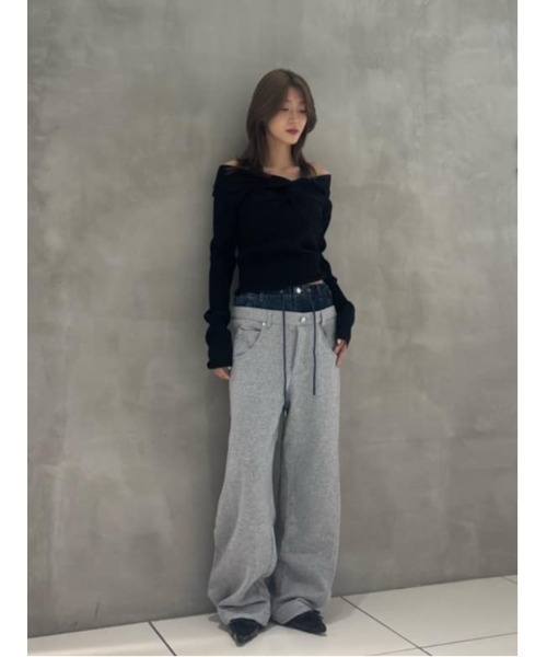 SLY（スライ）の「LAYERED WAIST DOCKING CUT PT レイヤード ウエスト
