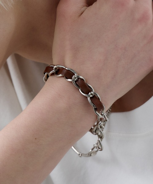 AFF AIVER（エイエフエフアイバー）の「AFF AIVER　編込みチェーンブレスレット　MADE IN JAPAN（ブレスレット・メンズ・ブラック/ブラウン・FREE）」の2枚目の写真