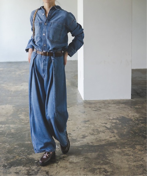 Noble(ノーブル)の「《追加》スージングデニムフォルムタックパンツ(デニムパンツ・レディース・ネイビー・38/36)」の4枚目の写真