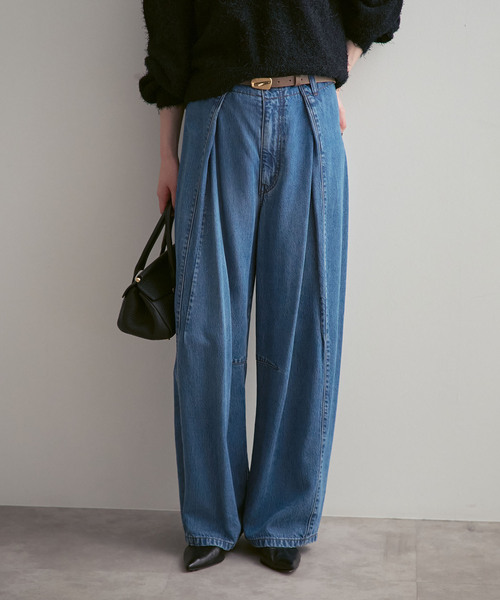 Noble(ノーブル)の「《追加》スージングデニムフォルムタックパンツ(デニムパンツ・レディース・ネイビー・38/36)」の7枚目の写真