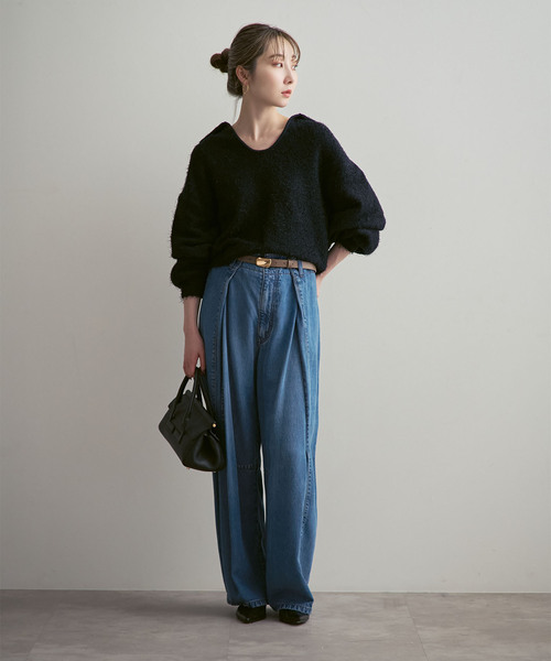 Noble(ノーブル)の「《追加》スージングデニムフォルムタックパンツ(デニムパンツ・レディース・ネイビー・38/36)」の10枚目の写真