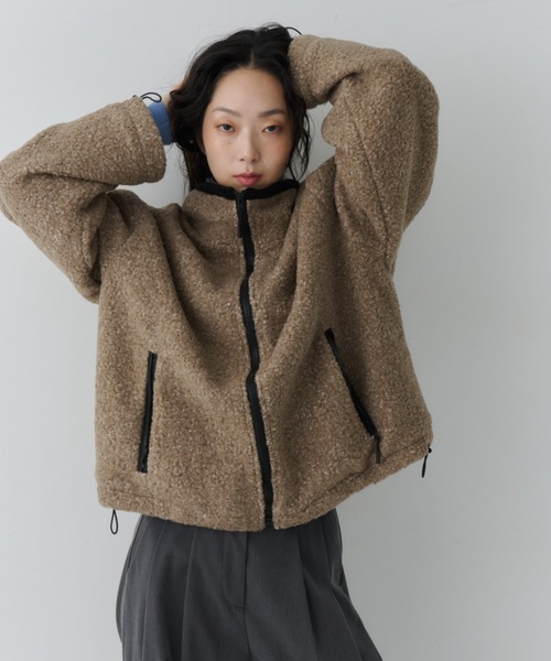 セール】Contrast Zip Boa Jacket / コントラストジップボアジャケット