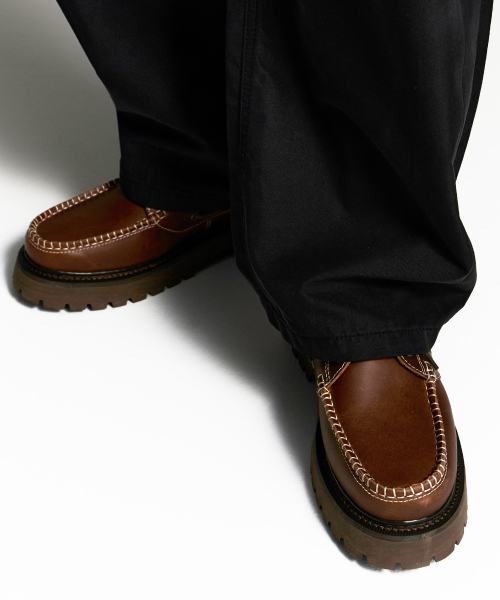 ブラウンレザーモカシンデッキシューズ Harbor Brown（モカシン/デッキシューズ）｜LOSTGARDEN（ロスト