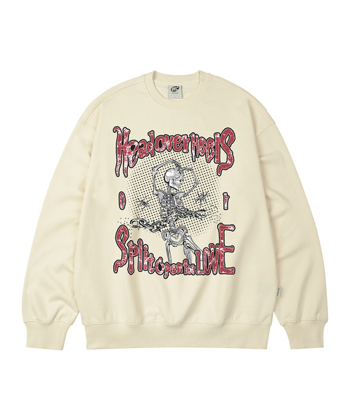 WILDROCK(ワイルドロック)の「ヘッドオーバーヒールズ オーバーサイズ スウェット_9 COL(スウェット・メンズ・ブラック/ベージュ/ネイビー/ブラウン/ピンク/ブルー/アイボリー/ダークグレー/チャコール・SMALL/MEDIUM/LARGE)」の2枚目の写真