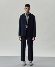 LAB12（ラボ12）の「22F/W テーパードツーピンタックベルト付きパンツ（ブラック）（スラックス）」