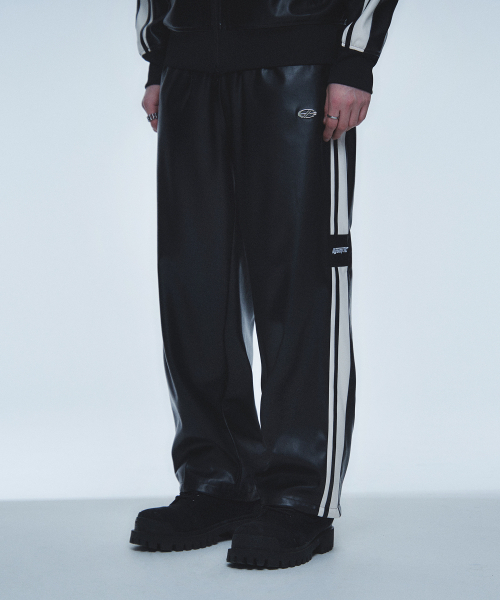PU LEATHER ICONIC TRACK PANTS