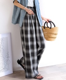 classicalelf（クラシカルエルフ）の「リラクシーなニュアンスたっぷり!オンブレチェック柄ワイドイージーパンツ（その他パンツ）」