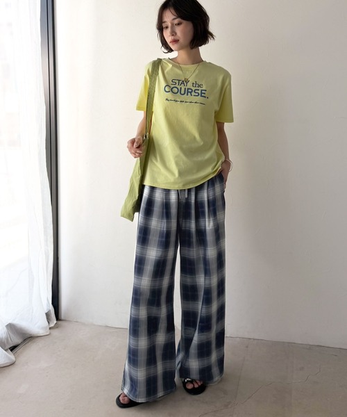 classicalelf(クラシカルエルフ)の「【全骨格◎/体型拾わず美脚見え】リラクシーなニュアンスたっぷり!オンブレチェック柄ワイドイージーパンツ(その他パンツ・レディース・ブラウン/ブルー/グレー/ブラック・X-LARGE/SMALL/MEDIUM/LARGE)」の21枚目の写真