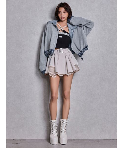 GYDA（ジェイダ）の「reversible chain Symmetry GYDAショートデニムGジャン（デニムジャケット・レディース・ライトブルー/ブルー・FREE）」の5枚目の写真